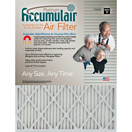 Accumulair Pleated Air Filter, 24" x 30" x 1", 4 Pack FA24X30_4